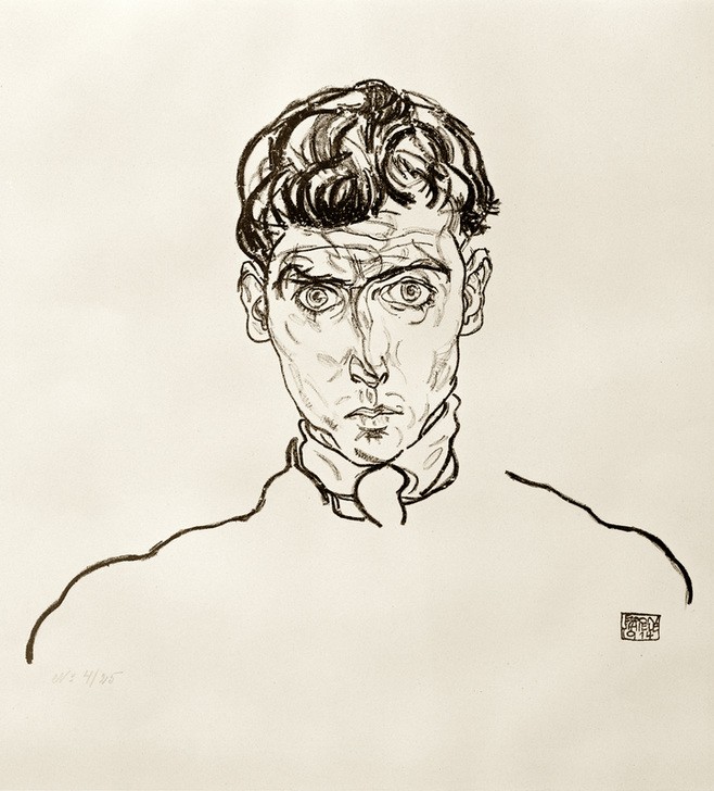 Egon Schiele, Bildnis Albert Paris Gütersloh (Künstler,Kunst,Maler (Künstler),Mann,Schauspieler,Schriftsteller,Portrait,Österreichische Kunst,Blick Aus Dem Bild,Mehrfachbegabung,Person)