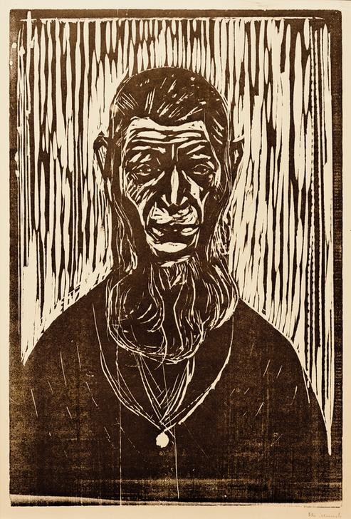 Edvard Munch, Der Urmensch (Fischer,Kunst,Mann,Mensch,Portrait,Norwegische Kunst,Jahrhundertwende,Skandinavische Kunst,Brustbild,Urmensch)