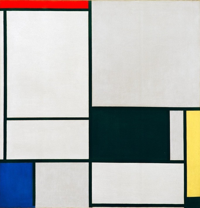 Piet Mondrian, Komposition Nr. 2 (Geometrie,Abstrakte Kunst,Niederländische Kunst,De Stijl,Neo-Plastizismus)