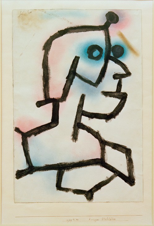 Paul Klee, Krieger Stahlblick (Deutsche Kunst,Helm,Mann,Militär,Soldat,Portrait,Schweizerische Kunst,Krieger)