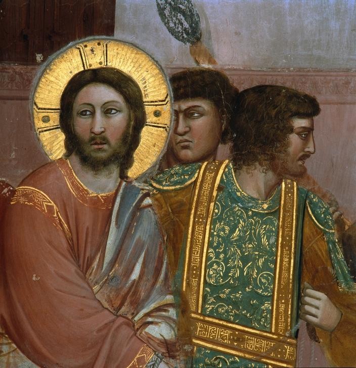 Giotto di Bondone, Christus vor Kaiphas (Hohe Rat, Gericht, Urteil, Jesus, Klassiker, Gotik, Religion, Christentum, Neues Testament, Malerei, Detail, Wunschgröße, Schlafzimmer, Wohnzimmer, bunt)
