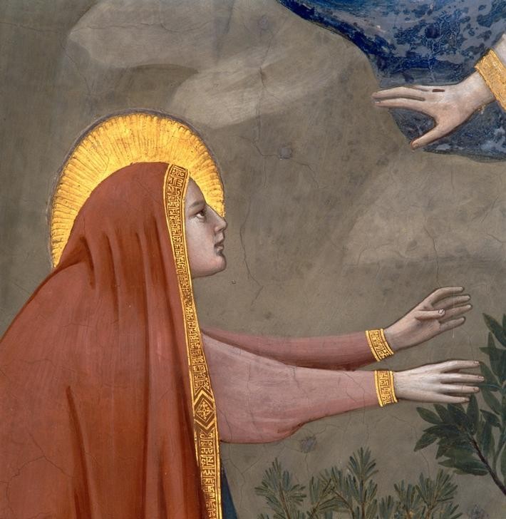 Giotto di Bondone, Die Auferstehung (No li me tangere, Grab, Auferstehung,Jesus Christus, Frau, Klassiker, Gotik, Religion, Christentum, Neues Testament, Malerei, Detail, Wunschgröße, Schlafzimmer, Wohnzimmer, bunt)