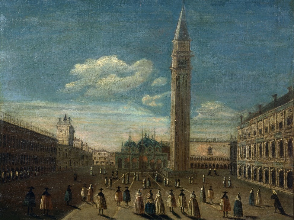 Giovanni Antonio Canaletto, PLAZA DE SAN MARCOS – SIGLO XVIII  (Architektur, Städte, Venedig, Vedute, Architektur, Markusplatz, Glockenturm, Campanile, Barock, Klassiker, Wunschgröße, Wohnzimmer)