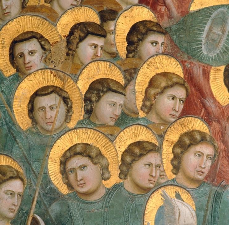 Giotto di Bondone, Das Jüngste Gericht (Himmelsreich, Seligen, Apokalypse, Engel, Klassiker, Gotik, Religion, Christentum, Neues Testament, Malerei, Detail, Wunschgröße, Schlafzimmer, Wohnzimmer, bunt)