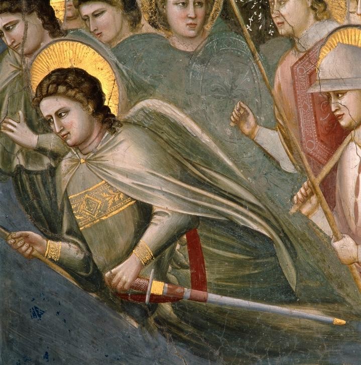 Giotto di Bondone, Das Jüngste Gericht (Engel, Erzengel,Jüngstes Gericht,  Apokalypse, Himmelreich, Detail, Klassiker, Gotik, Religion, Christentum, Malerei, Wunschgröße,  Wohnzimmer, bunt)