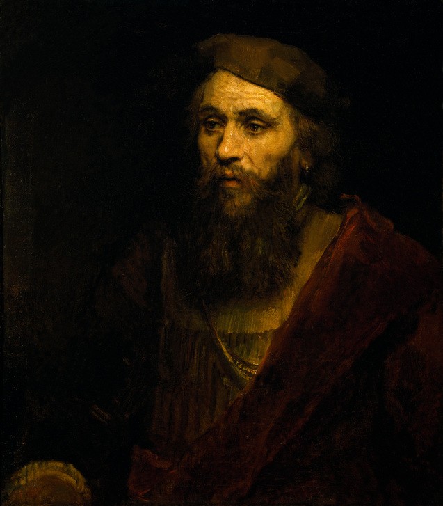 Rembrandt Harmenszoon van Rijn, Bärtiger Mann mit Mütze (Mann,Mensch,Bart,Barock,Portrait,Helldunkel,Niederländische Kunst,Holländische Kunst,Brustbild,Mütze)