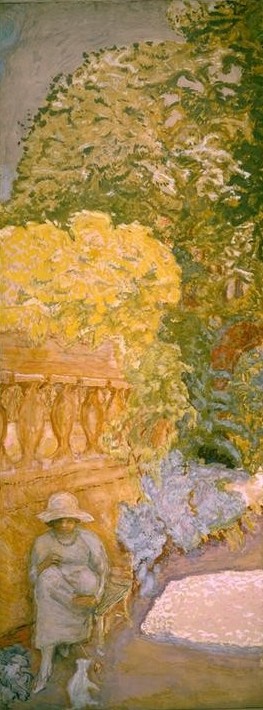 Pierre Bonnard, La Méditerranée (Garten, Park, Bäume, Terrasse, Sommer, Frau, Freizeit, Menschen, Ballustrade, Katze, mediterran, Post-Impressionismus,  Wohnzimmer, Wunschgröße, Klassische Moderne)