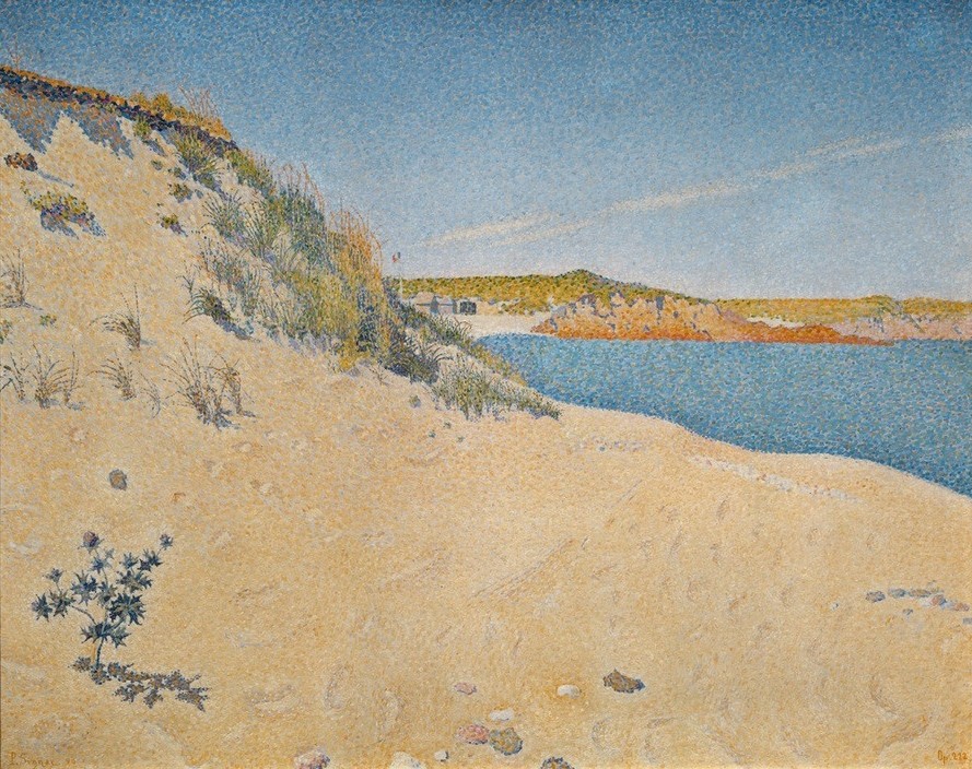 Paul Signac, Sandige Küste (Distel,Küste,Landschaft,Strand,Meer,Pointillismus,Düne,Sand,Französische Kunst)