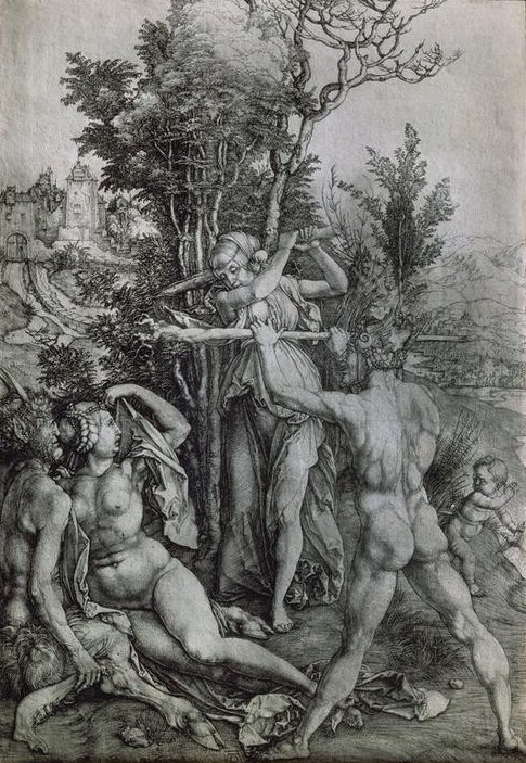 Albrecht Dürer, HERCULES (O LOS CELOS EL CORNUDO HERCULES Y DEYANIRA JUPITER Y ANTIOPE) – 1500 (Eifersucht,Gehörnter Ehemann,Privatsammlung)