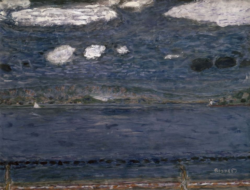 Pierre Bonnard, Mediterranean – 1941/44 (Meer, Küste, Ufer, Promenade, Spaziergänger, Wolken, mediterran, Meeresbrise,   Post-Impressionismus,  Wohnzimmer, Wunschgröße, Klassische Moderne)