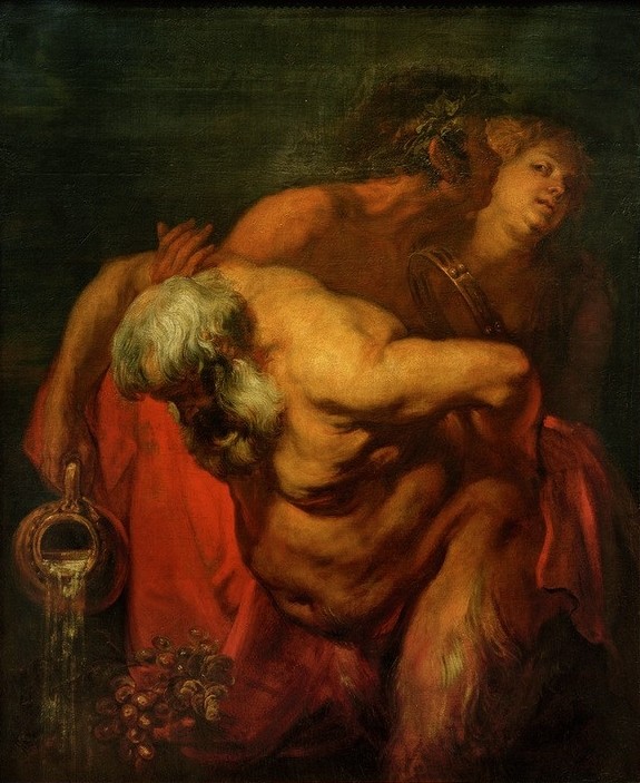 Anthonis van Dyck, Der trunkene Silen (Fabelwesen, Silen, Satyr, Trinkelage, Alkohol, Weinkrug, Mythologie, Betrunken, Barock, Klassiker, Wunschgröße, Wohnzimmer, Esszimmer)