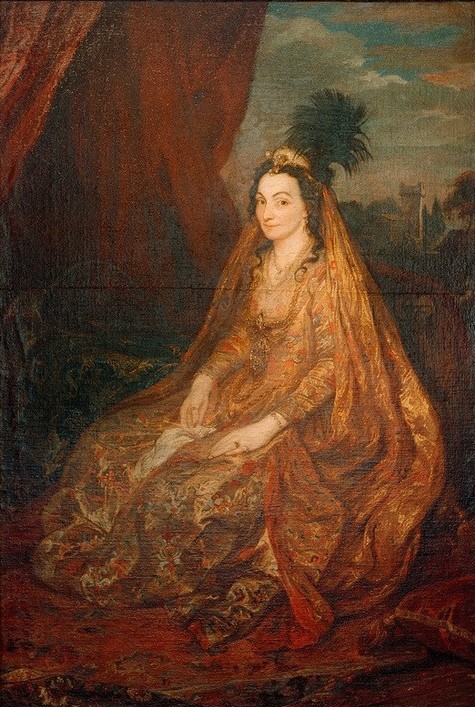 Anthonis van Dyck, Lady Teresia Shirley (Frau, Orientalismus, Tracht, Schleier, Federhaube, Portrait, Exotik, Tscherkessen, Persönlichkeiten, Barock, Klassiker, Wunschgröße, Wohnzimmer)