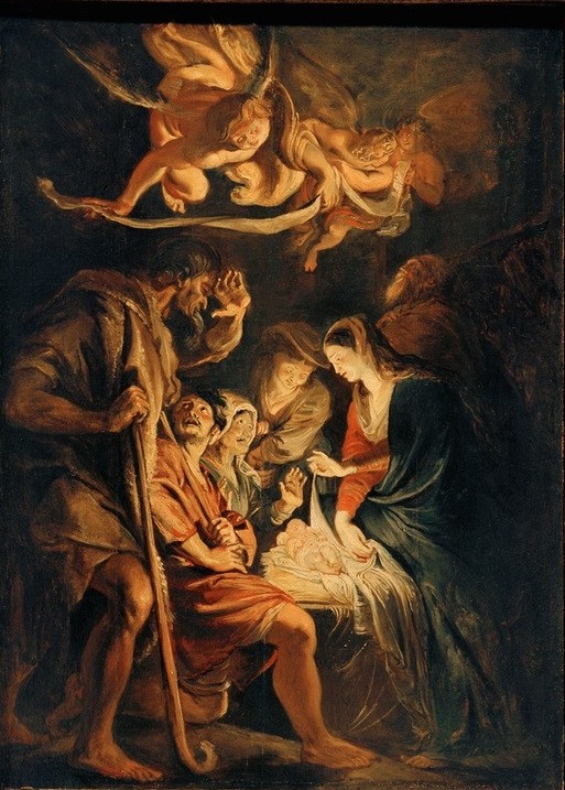 Peter Paul Rubens, Anbetung der Hirten (Christentum,Flämische Kunst,Religion,Barock,Neues Testament,Bibel,Christi Geburt,Helldunkel,Anbetung Der Hirten,Niederländische Kunst,Licht,Kindheit Jesu)