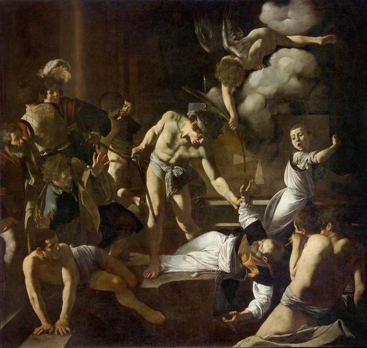 Caravaggio, Das Martyrium des hl. Matthäus (Heiliger, Evangelist, Tod, Folter, Palmwedel, Engel, Religion, Christentum,  Neues Testament, Bibel, Hell-Dunkel, Barock, Klassiker, Malerei, Wunschgröße, Wohnzimmer)