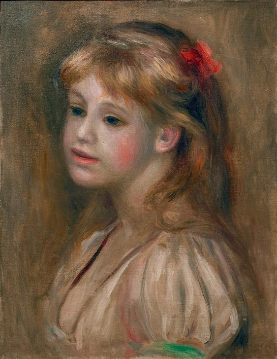 Pierre-Auguste Renoir, Porträt eines Mädchens (Kind,Mädchen,Maler (Künstler),Mensch,Impressionismus,Portrait,Französische Kunst,Brustbild)