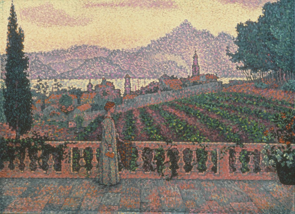 Paul Signac, MUJER EN LA TERRAZA (Frau,Terrasse,Pointillismus)