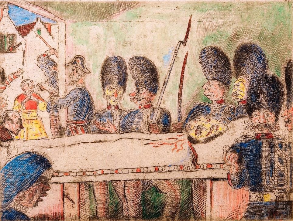 James Ensor, Les gendarmes / De gendarmen (Arbeiterbewegung,Geschichte,Leiche,Polizei,Recht,Symbolismus,Strassenkampf,Aufstand,Belgische Kunst,Totenwache,Revolutionäre Bewegung)