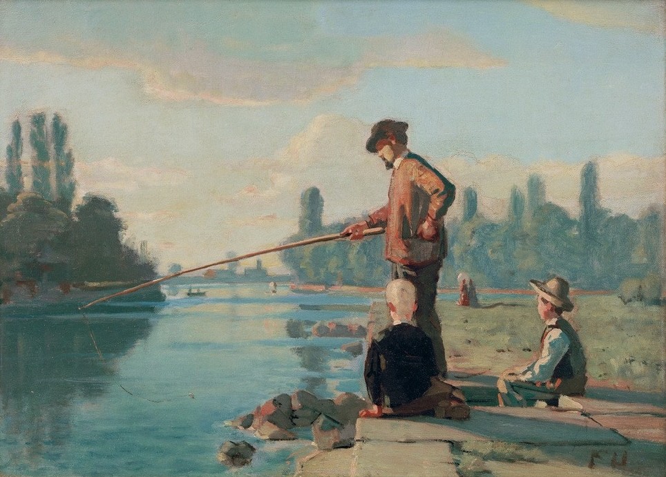 Ferdinand Hodler, Der Angler (Angeln (Sport),Landschaft,Freizeit,Fluss,Reise,Schweizerische Kunst)