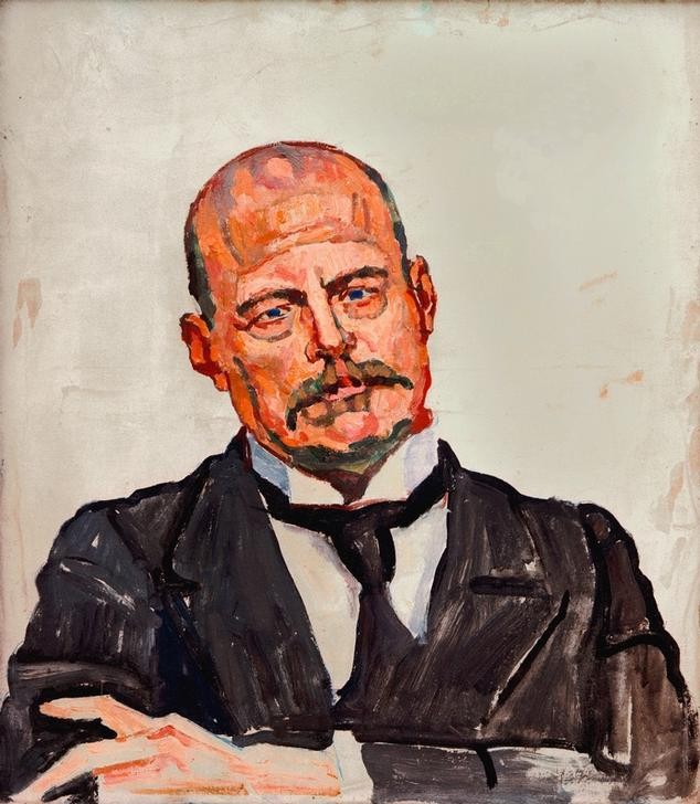 Ferdinand Hodler, Bildnis Georges Navazza (Jurist,Mann,Mensch,Krawatte,Glatze,Portrait,Schweizerische Kunst,Staatsanwalt,Brustbild)