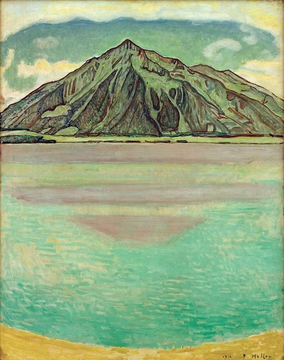 Ferdinand Hodler, Thunersee mit Niesen (Gebirge,Jugendstil,Landschaft,See,Schweizerische Kunst)