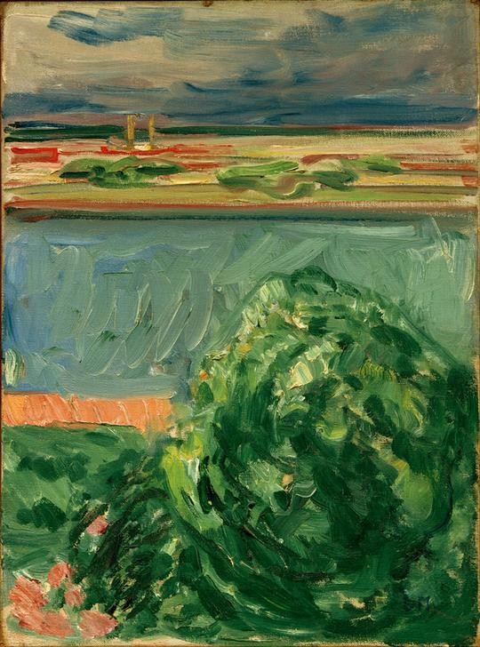 Edvard Munch, Kanallandschaft mit Baumkrone (Kanal,Landschaft,Baum,Expressionismus,Norwegische Kunst,Baumkrone)