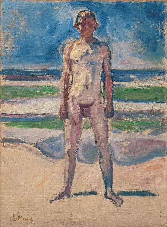 Edvard Munch, Studie für ‘Jugend' (Freikörperkultur,Mann,Freizeit,Seebad,Strand,Akt,Expressionismus,Reise,Norwegische Kunst)