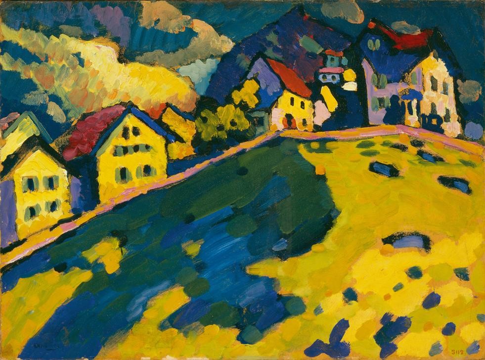 Wassily Kandinsky, Studie für Häuser am Hügel (Haus,Landschaft,Expressionismus,Der Blaue Reiter,Russische Kunst,Studie,Hügel)