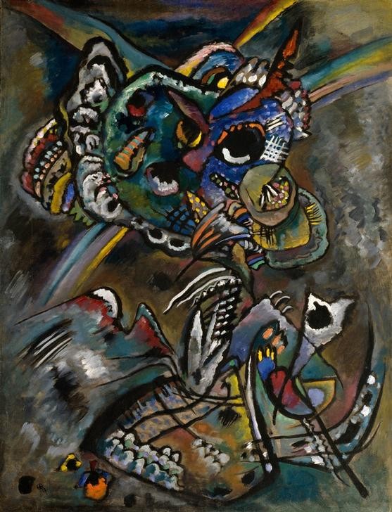 Wassily Kandinsky, Dämmerung (Malerei, Tageszeiten, Abstrakte Kunst, Abstrakter Expressionismus, Russische Kunst, Dämmerung, Wohnzimmer, Treppenhaus, Wunschgröße, Klassische Moderne, bunt)