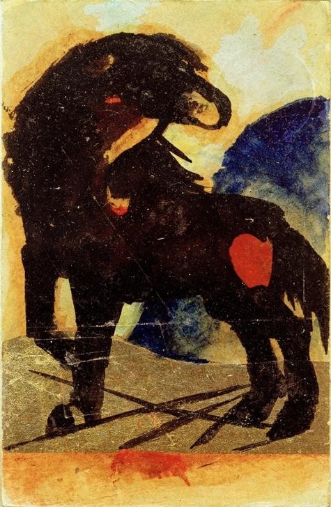 Franz Marc, Schwarzes Pferdchen (Deutsche Kunst,Pferd (Tier),Zoologie,Expressionismus,Der Blaue Reiter)