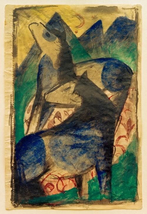Franz Marc, Zwei blaue Pferde (Deutsche Kunst,Pferd (Tier),Zoologie,Expressionismus,Der Blaue Reiter)
