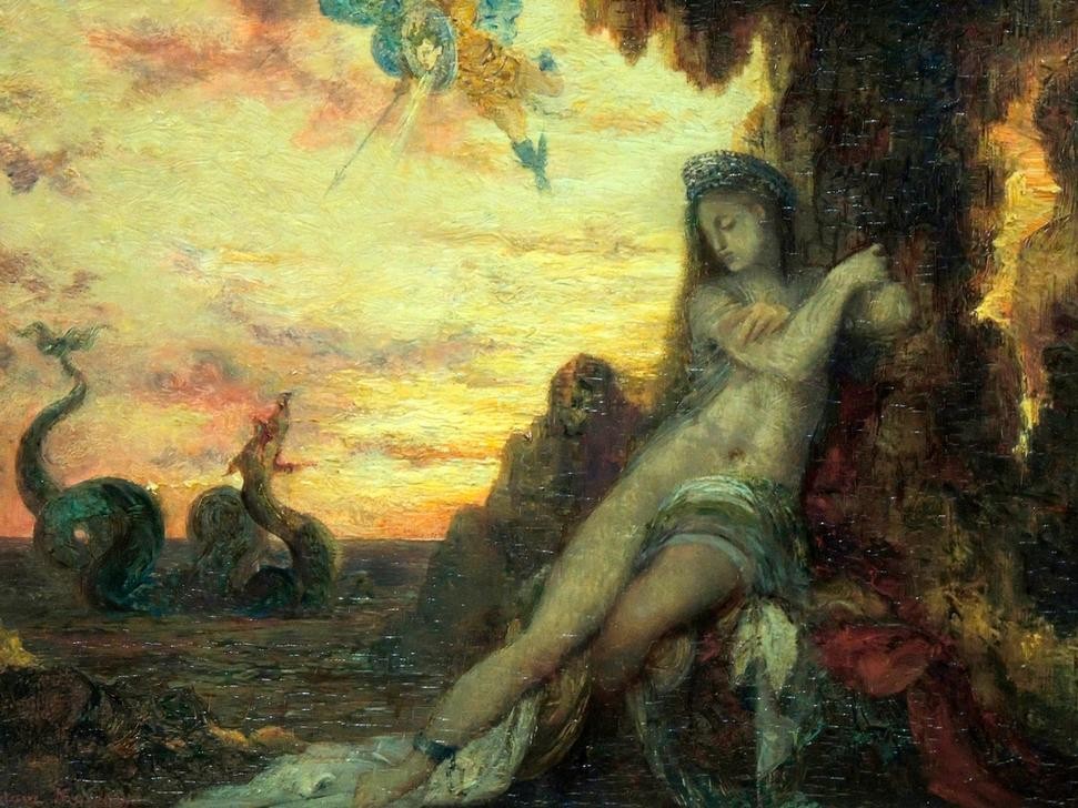 Gustave Moreau, Perseus and Andromeda (Mythologie, Ungeheuer, Seeungeheur, Opfer, Jungfrau, Rettung, Medusa, Held, Wunschgröße, Klassiker, Symbolsimus, Wohnzimmer)