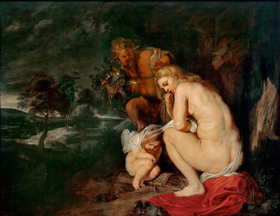 Peter Paul Rubens, Venus Frigida (Frau,Mythologie,Sprichwort,Barock,Akt,Satyr,Frieren,Niederländische Kunst,Füllhorn,Sprichwörter Und Redensarten,Griechisch-Römische Mythologie)