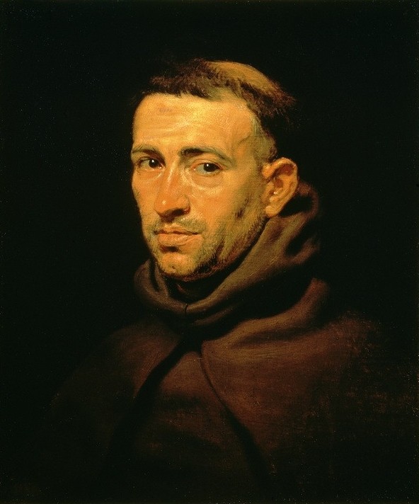Peter Paul Rubens, Bildnis eines Franziskaners (Flämische Kunst,Franziskaner,Kloster,Kunst,Mann,Religion,Barock,Klerus,Portrait,Mönch,Niederländische Kunst,Tonsur,Brustbild,Dreitagebart)