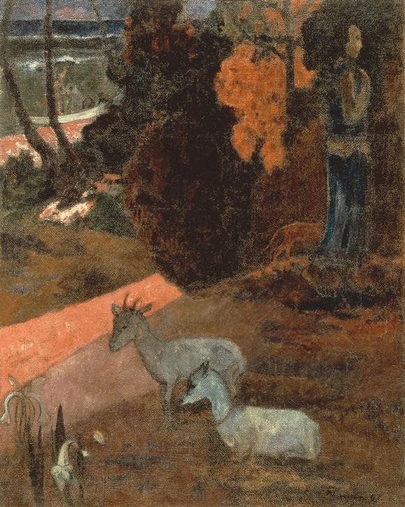 Paul Gauguin, Tariri Maruru (Kunst,Landschaft,Zoologie,Ziege,Symbolismus,Exotik,Tier)