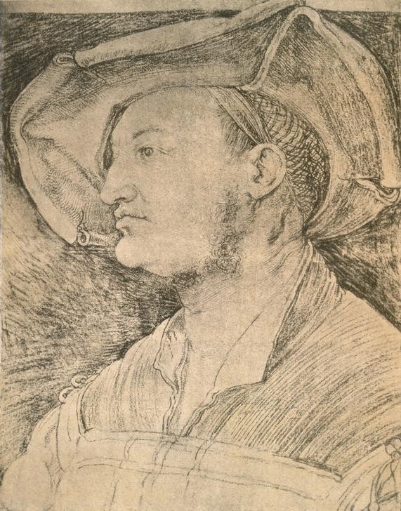 Albrecht Dürer, Ulrich Varnbüler (Deutsche Kunst,Herrenhut,Kopfbedeckung,Kunst,Mann,Hut,Renaissance,Portrait,Haarnetz,Profil,Brustbild,Person)