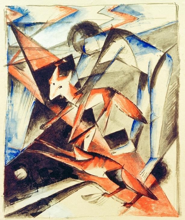 Franz Marc, Noah und die Füchse (Malerei, Expressionismus, Füchse, Bibel, altes Testament, Arche, Tier, klassische Moderne, Wohnzimmer,  Treppenhaus, Schlafzimmer, Wunschgröße)