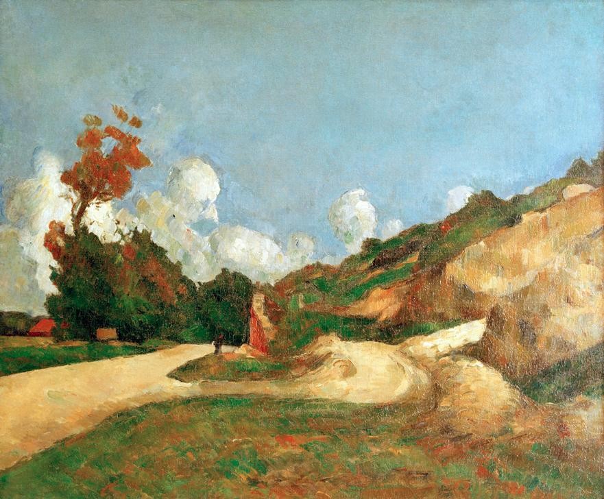 Paul Cézanne, La Route (Dorf,Landstrasse,Landschaft,Strasse (Allgemein),Impressionismus,Französische Kunst)