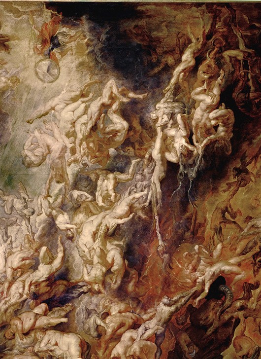 Peter Paul Rubens, Der Höllensturz der Verdammten (Christentum,Flämische Kunst,Religion,Barock,Akt,Neues Testament,Bibel,Jüngstes Gericht,Verdammte,Hölle,Apokalypse,Niederländische Kunst,Weltuntergang,Höllensturz,Ausschnitt)