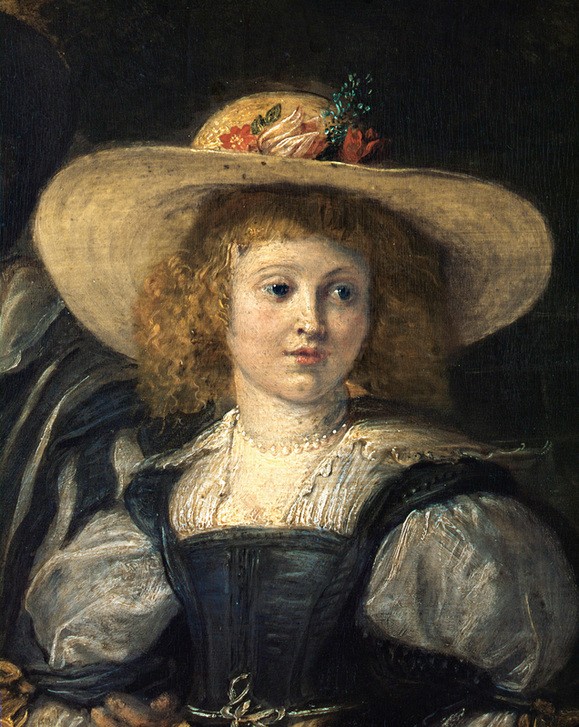 Peter Paul Rubens, Rubens und seine zweite Frau im Garten (Ehefrau,Damenhut,Damenmode,Flämische Kunst,Frau,Kopfbedeckung,Mode,Hut,Barock,Ehefrau Von Berühmten,Portrait,Strohhut,Künstlerfrau,Niederländische Kunst,Menschen Im Garten,Person,Ausschnitt)