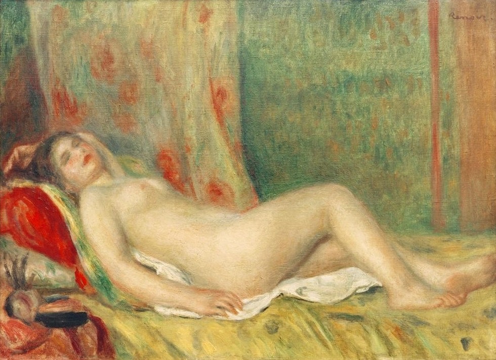 Pierre-Auguste Renoir, Ruhender Akt (Frau,Kunst,Maler (Künstler),Impressionismus,Akt,Französische Kunst,Ausruhen,Entspannung,Liegen)