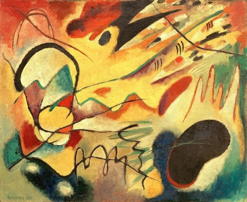 Wassily Kandinsky, Abstrakt Komposition (Wunschgröße, Klassische Moderne, Malerei, abstrakte Kunst, amorphe Formen, abstrakte Muster, Linien, Muster, Farbflächen, Wohnzimmer, Büro, Arztpraxis, bunt)