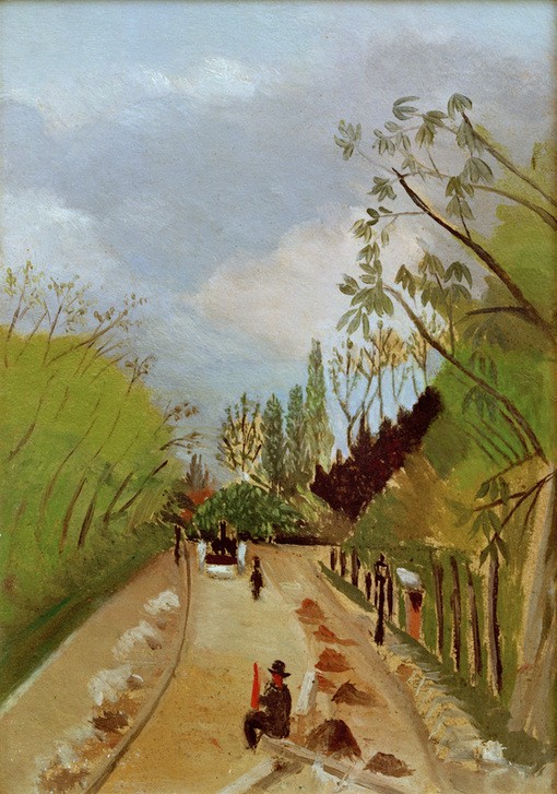 Henri Rousseau, Esquisse, Avenue de l’Observatoire (Landschaft, Straßenbau, Straße   Bauarbeiter,Pause, naive Malerei, Wunschgröße, Wohnzimmer, Treppenhaus, Malerei, klassische Moderne, bunt)