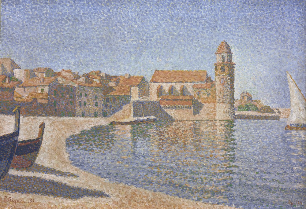 Paul Signac, Ansicht von Collioure (Geographie,Strand,Pointillismus,Stadtansicht,Architekturdarstellung,Französische Kunst,Topographie)