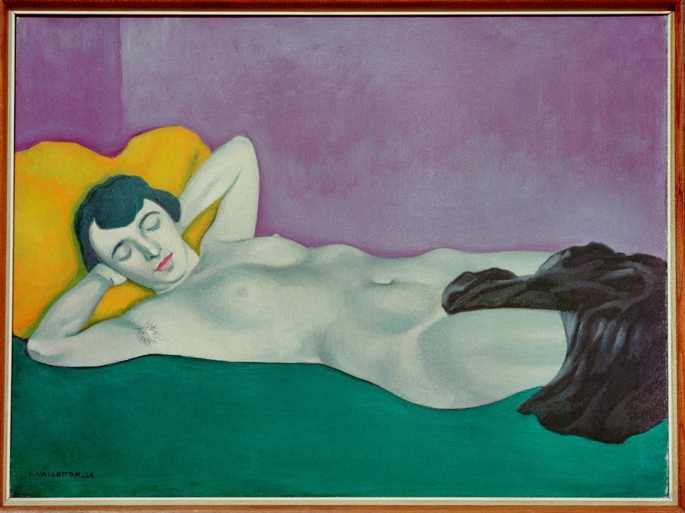 Felix Vallotton, Femme endormie sur tapis vert (Frau,Kunst,Akt,Französische Kunst,Schweizerische Kunst,Nabis,Liegen,Schlafen (Schlaf))