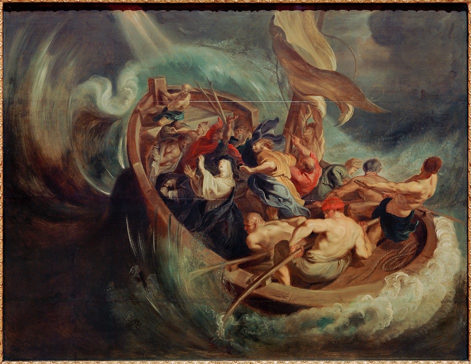 Peter Paul Rubens, Das Wunder der Hl. Walpurga (Christentum,Heilige,Meteorologie,Religion,Barock,Wunder,Heiligenlegende,Seenot,Niederländische Kunst,Sturm,Schifffahrt)