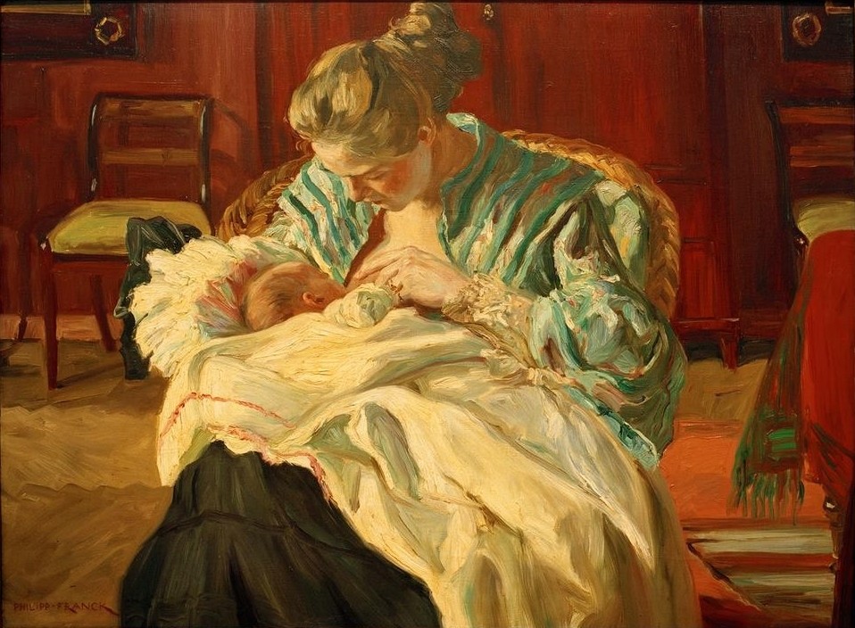 Philipp Franck, Mutter und Kind (Baby,Deutsche Kunst,Frau,Geburt,Kind,Kunst,Medizin,Mutter Und Kind,Impressionismus,Stillen,Mutter,Berliner Sezession,Harmonie,Mutter Und Säugling,Frauenleben,Jahrhundertwende)