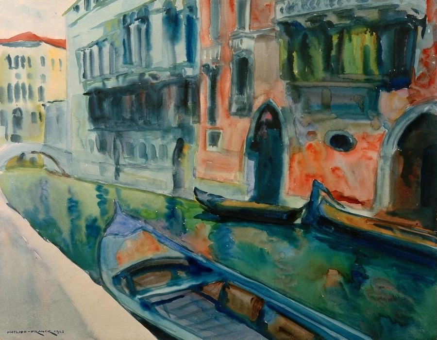 Philipp Franck, Canal Grande (Deutsche Kunst,Geographie,Gewässer,Kanal,Kunst,Gondel,Architekturdarstellung,Topographie)