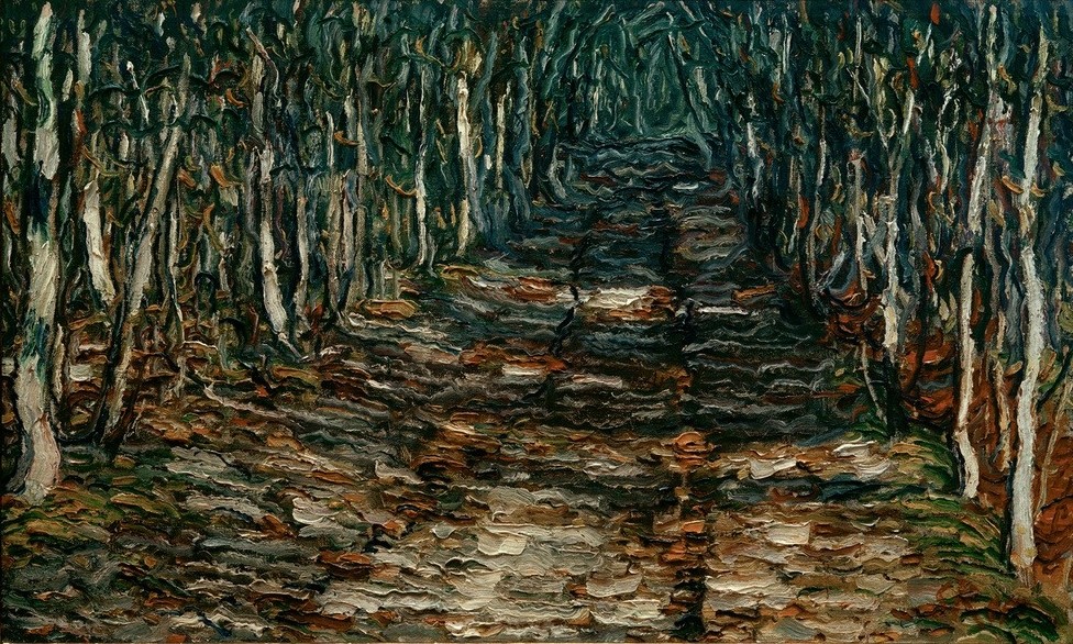 Christian Rohlfs, Waldweg nach Erling (Landschaft, Sezession, Wald, Expressionismus, Weg, Waldweg, Wohnzimmer, Treppenhaus, Wunschgröße, klassische Moderne)