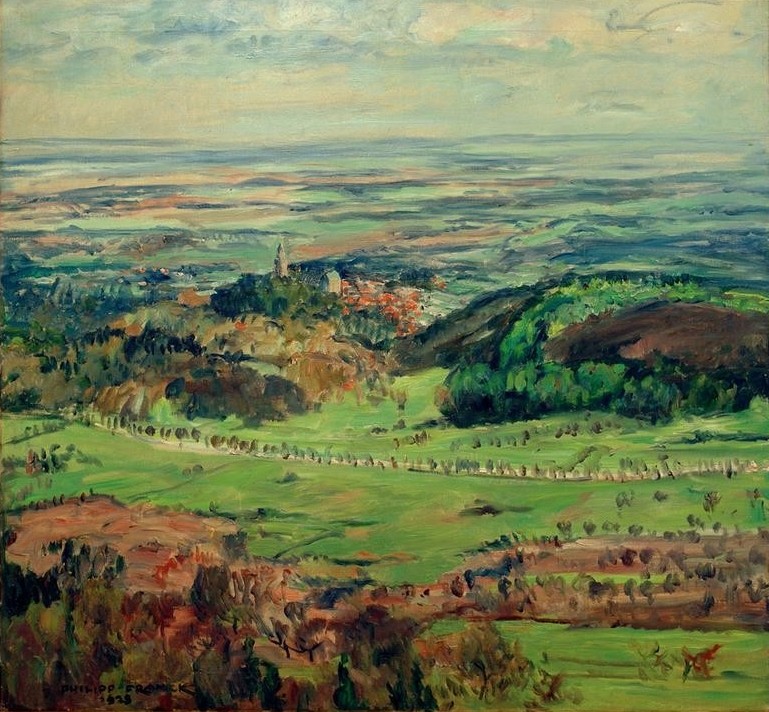 Philipp Franck, Blick in die Mainebene (Deutsche Kunst,Kunst,Landschaft,Stadt,Impressionismus,Ebene,Stadtansicht,Panorama)