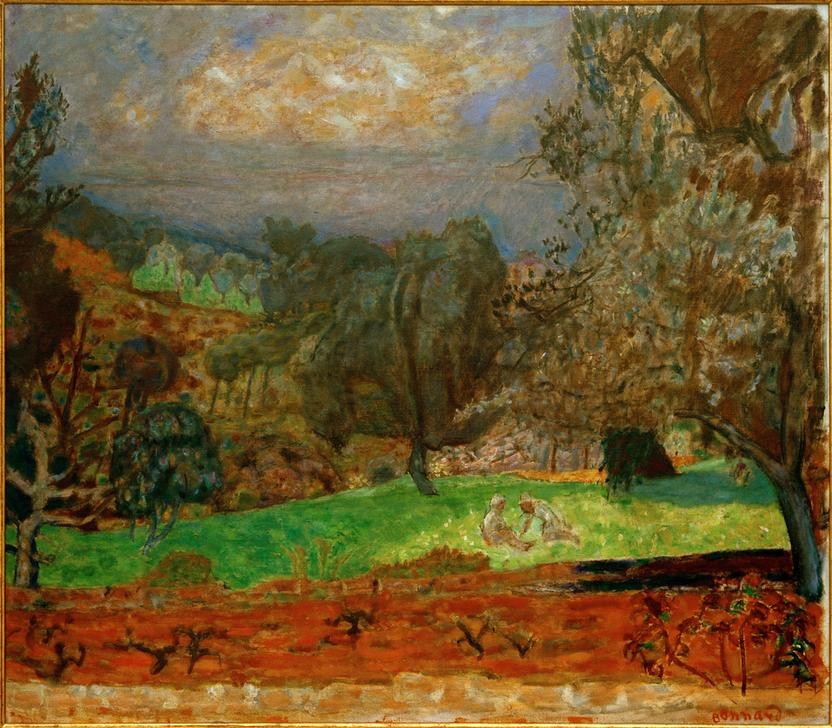 Pierre Bonnard, Paysage au soleil couchant (Le Cannet) (Kunst,Landschaft,Mensch,Impressionismus,Französische Kunst,Nabis)